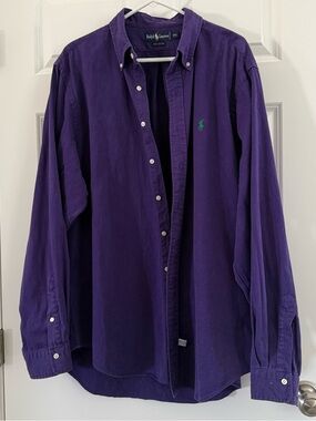 100% Cotton Ralph Lauren Men’s Purple Button-Down Oxford Shirt